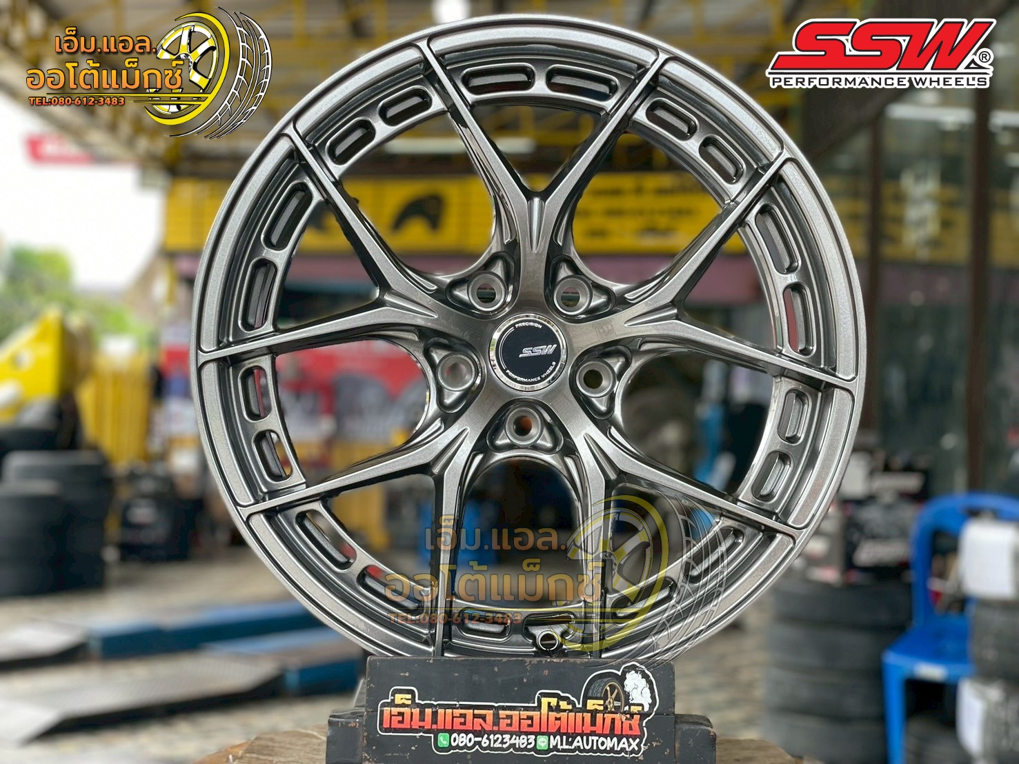 ล้อแม็กซ์ SSW รุ่น 436 ขนาด 18x8.5 นิ้ว พร้อมค่า Offset (ET) 38 และรูน็อตแบบคู่ 5x112 กับ 5x114.3