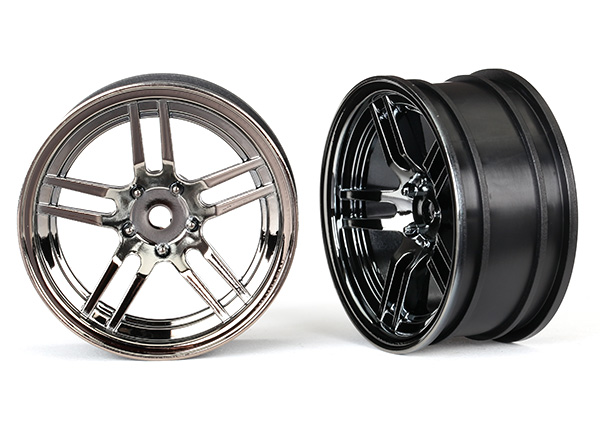 8371 Wheels, 1.9" split-spoke (black chrome) (front) (2)