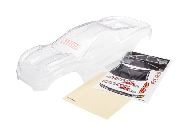 6717 Body, Rustler® 4X4 (clear, requires painting)/ window, grille, lights decal sheet