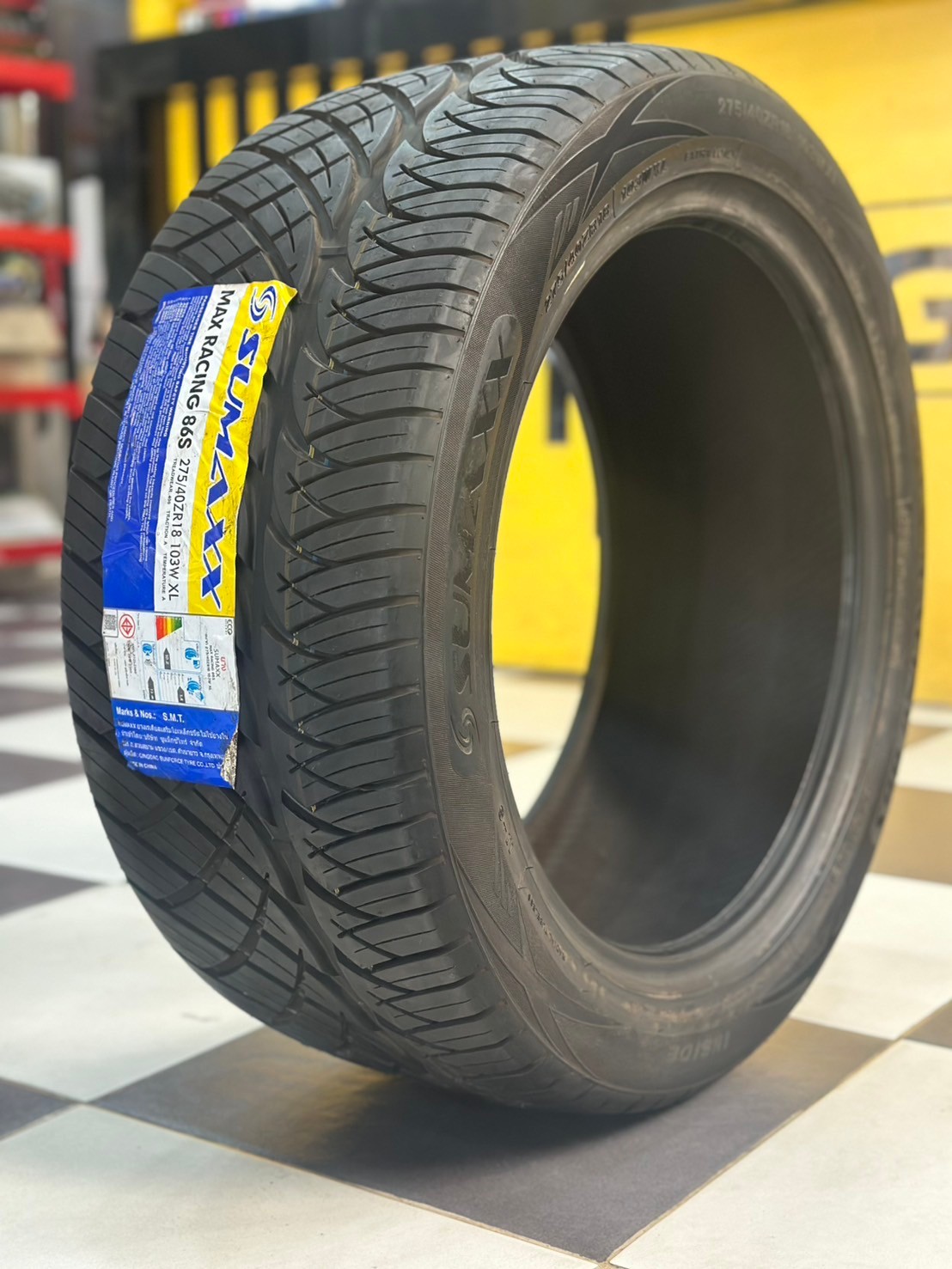 ยางลายซิ่ง SUMAXX MAX RACING 86S 275/40R18 ยางใหม่ปี2020 (ยางจริงมี1 เส้น) เพียงเส้นละ1300บาท พร้อมติดตั้งฟรี