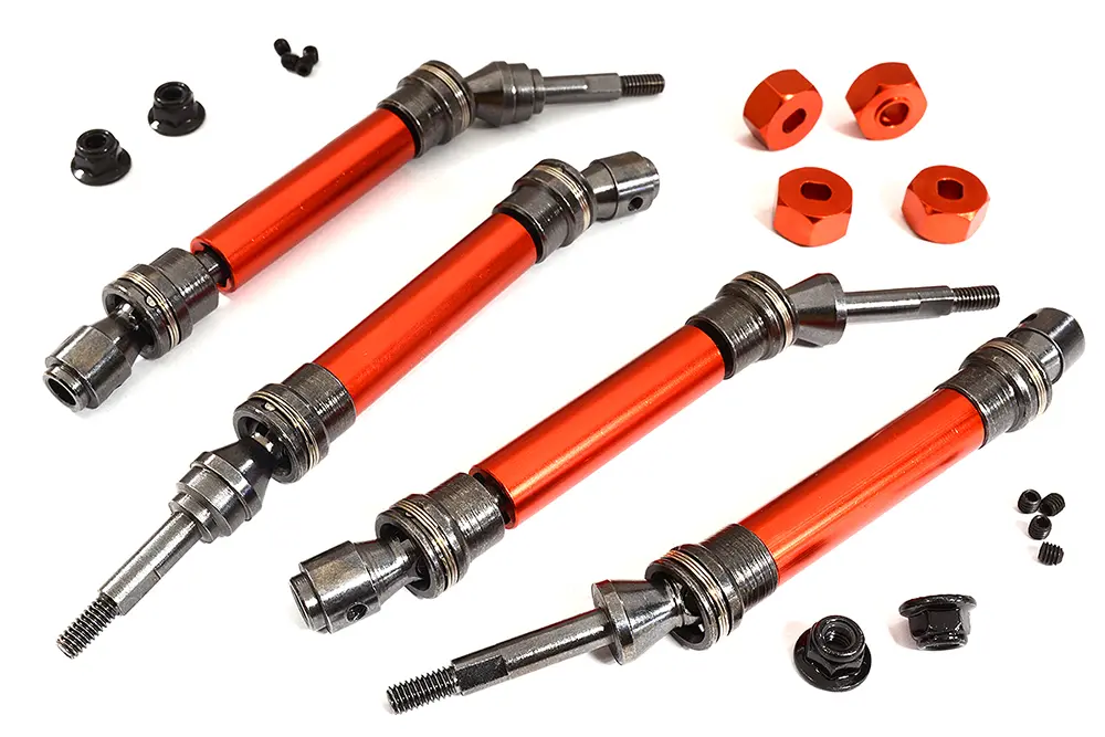 INT-C30978RED Alloy Front & Rear Universal Drive Shaft Set for Traxxas 1/10 Slash 4X4