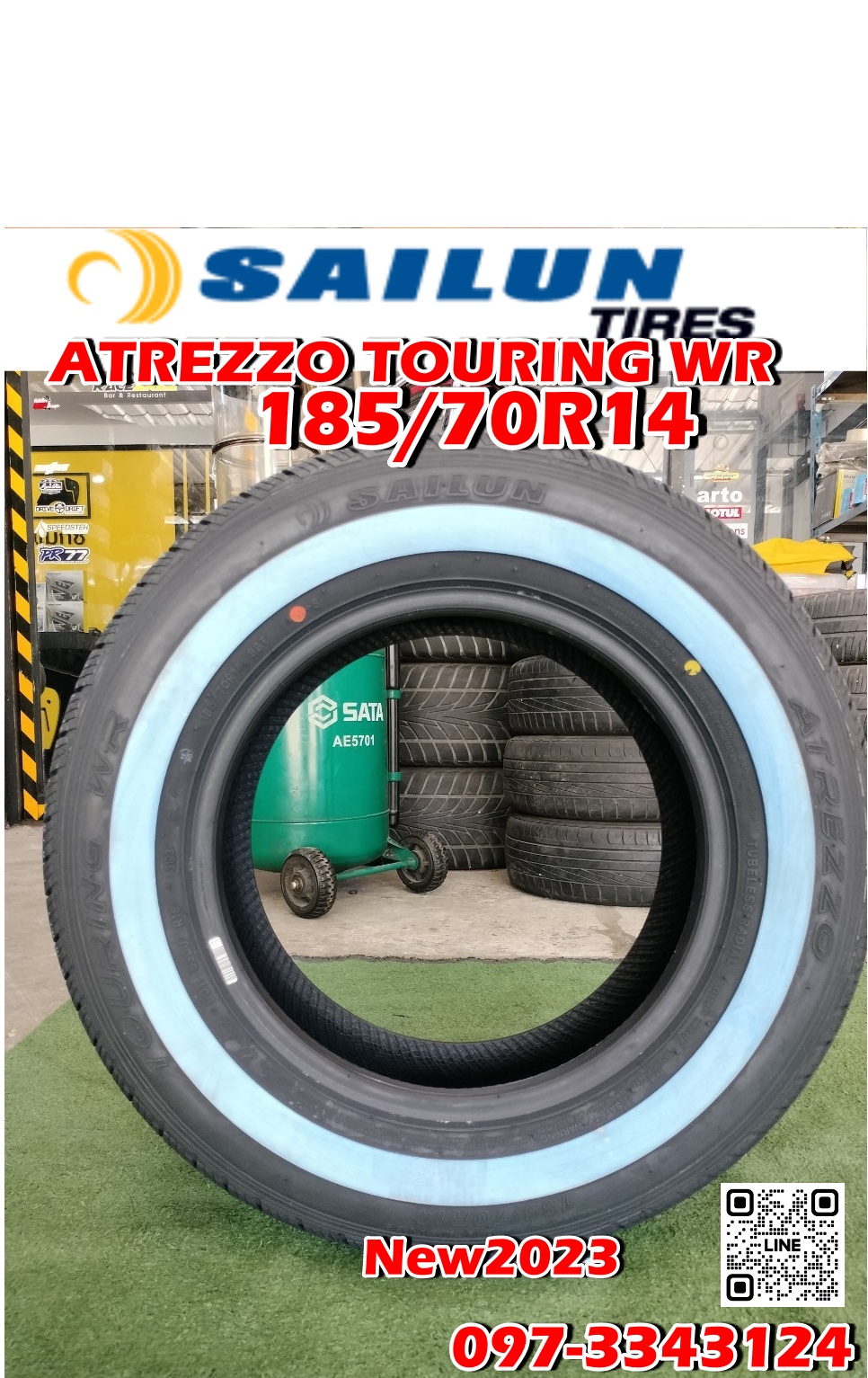 #ยางขอบขาว #SAILUN #ATREZZO #TOURING_WR 185/70R14 ยางใหม่ปี2023