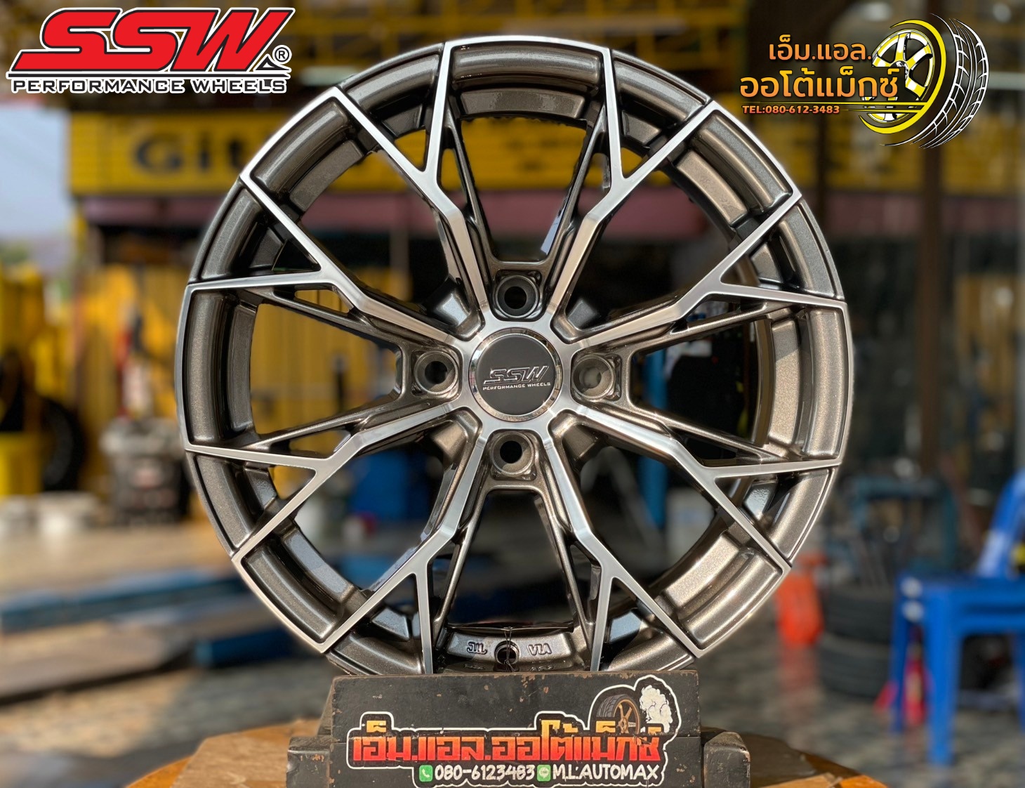 ล้อแม็กซ์ใหม่ขอบ15 สวยหรู สีเทาเงากลึงหน้า SSW389 15x6.5 ET35 4x100