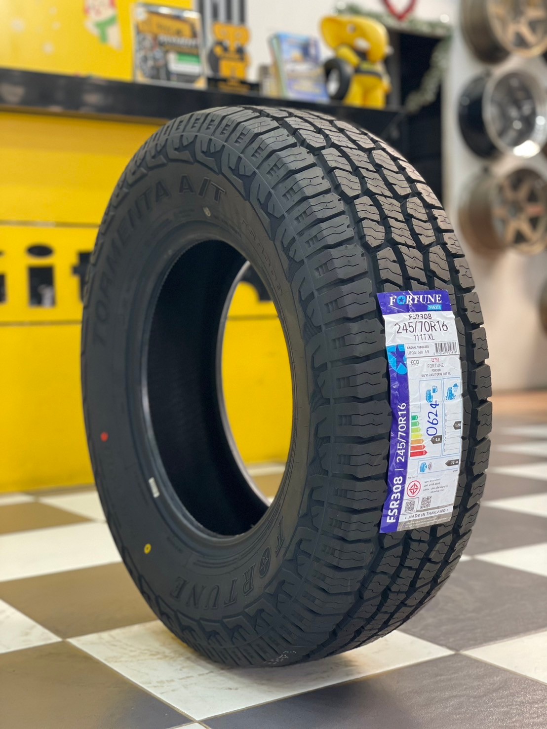 #ยางfortune (ฟอร์จูน) FSR308 245/70R16 ยางใหม่ปี2024 ยางAT ตัวหนังสือสีขาว ยางผลิตไทยคุณภาพดี