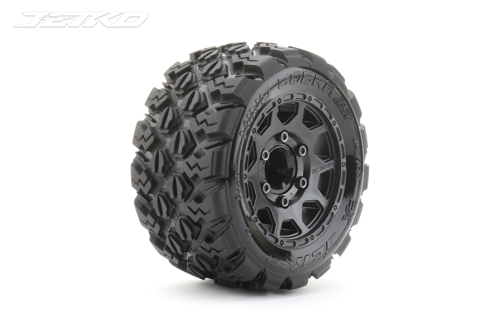 JK2702CB KING COBRA 1/10 ST 2.8 EX-KING COBRA/Claw Rim/Black/Medium Soft/Glued 12mm 1/2 offset Wide (for traxxas Stampede/Rustler 2wd&4wd front and rear) 1pair