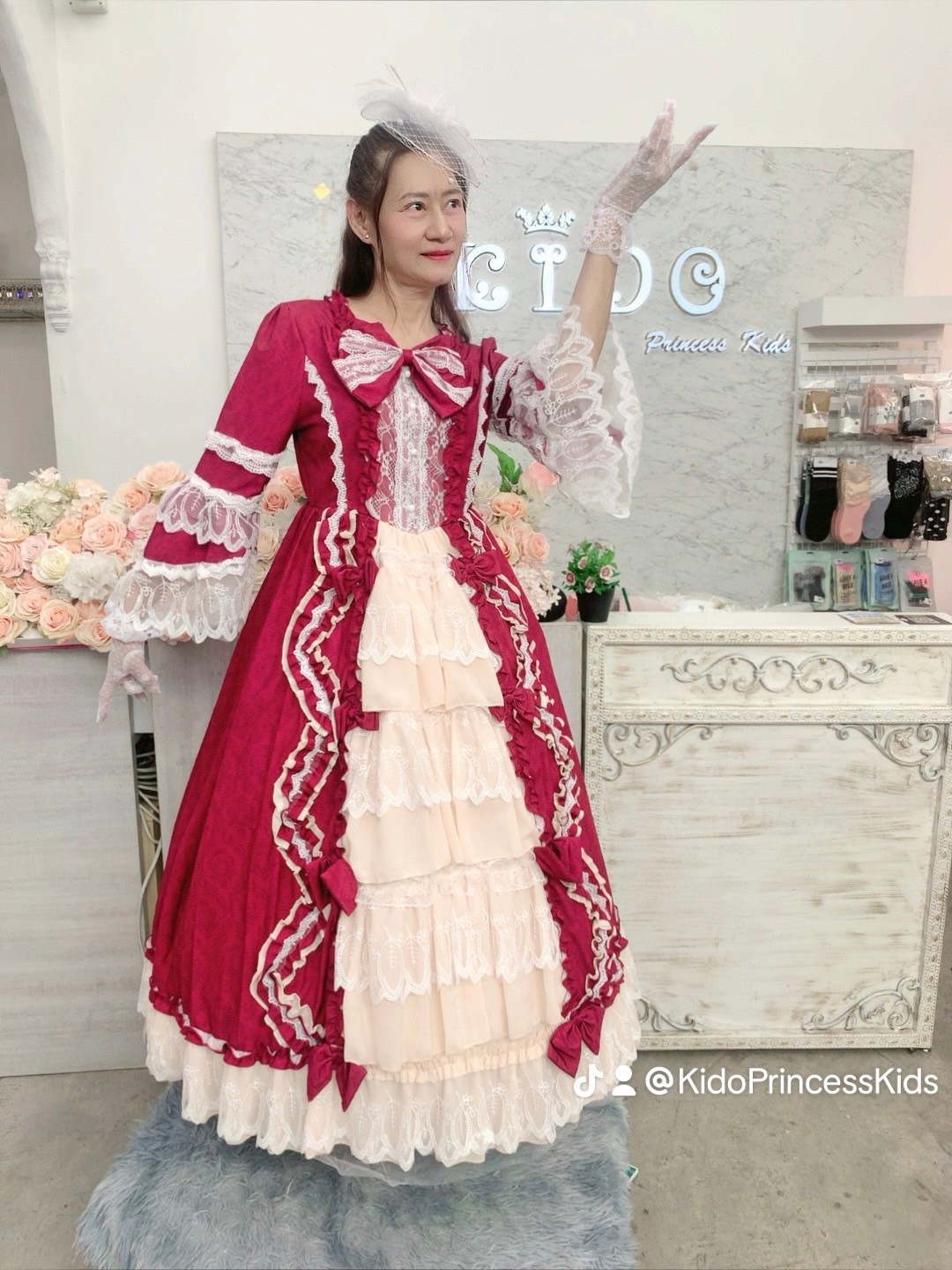 ชุดราตรีเด็ก(ร้านอยู่รัชดา ลองได้ถ่ายรูปจากชุดจริง)W19082 สีฟ้า ยุควิคตอเรีย กระโปรงยาว