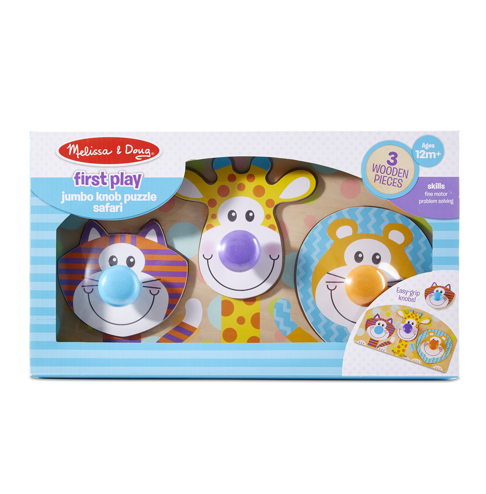 3439 First Play Wooden Jumbo Knob Safari Animal Puzzle