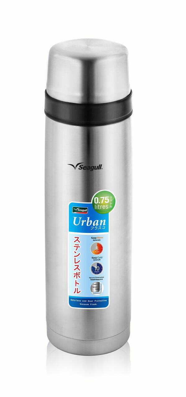 150000687 กระติกน้ำสเตนเลส 0.5ลิตร (แบล็กโอลีฟ,ซิลเวอร์) ตราซีกัล นกนางนวล