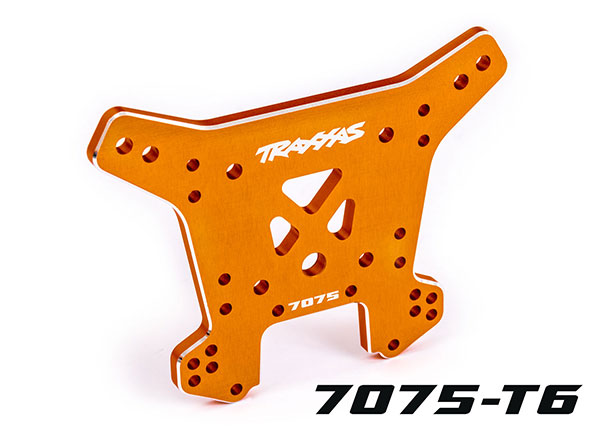 9638T Shock tower, rear, 7075-T6 aluminum (orange-anodized) (fits Sledge®)
