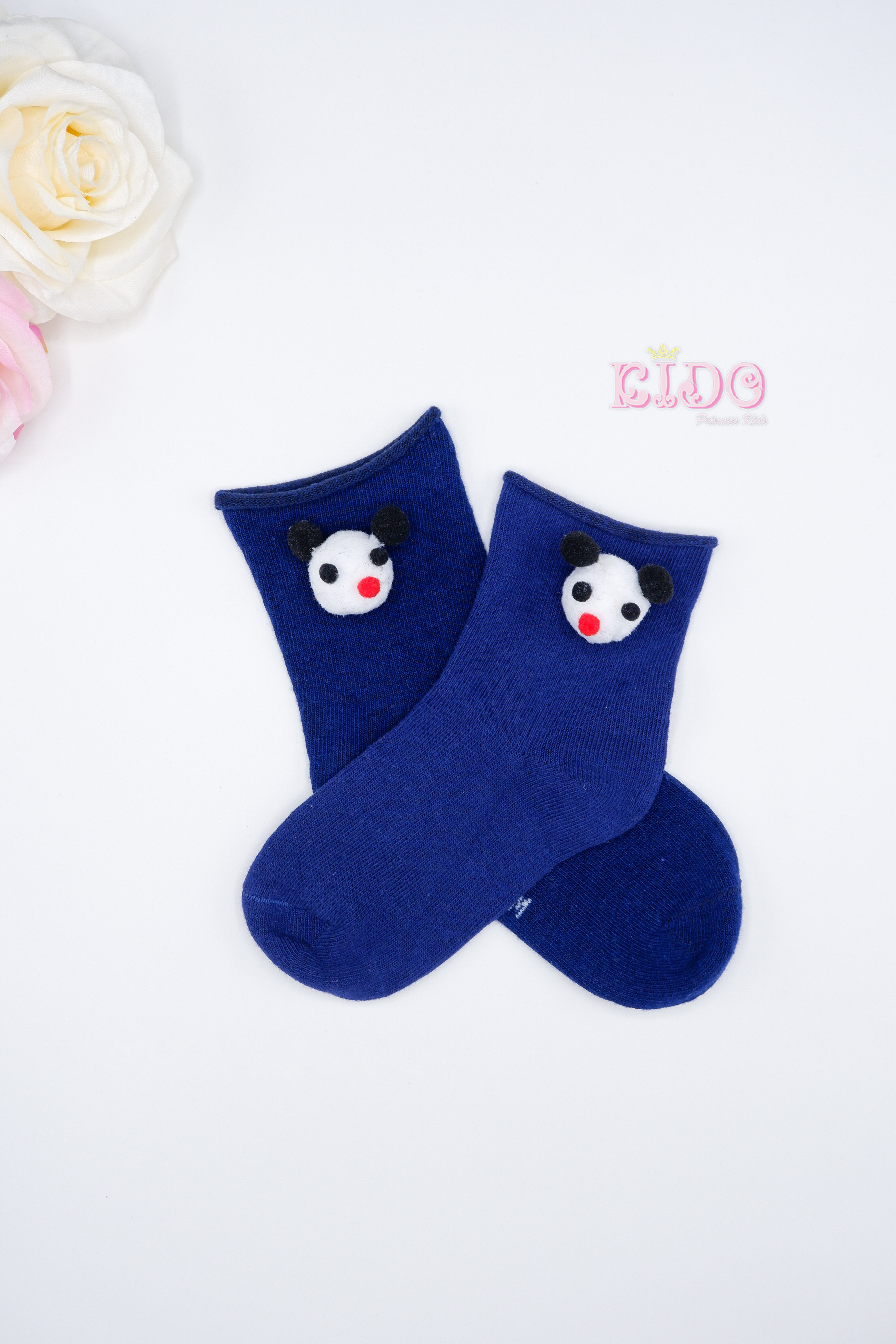 ถุงเท้าเด็ก(มีหน้าร้านอยู่รัชดา)SA006 สีน้ำเงิน ลายหน้าแพนด้า