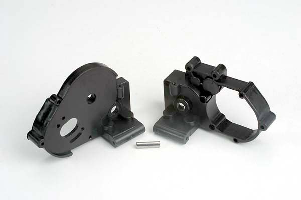 3691 Gearbox halves (l&r) (black) w/ idler gear shaft