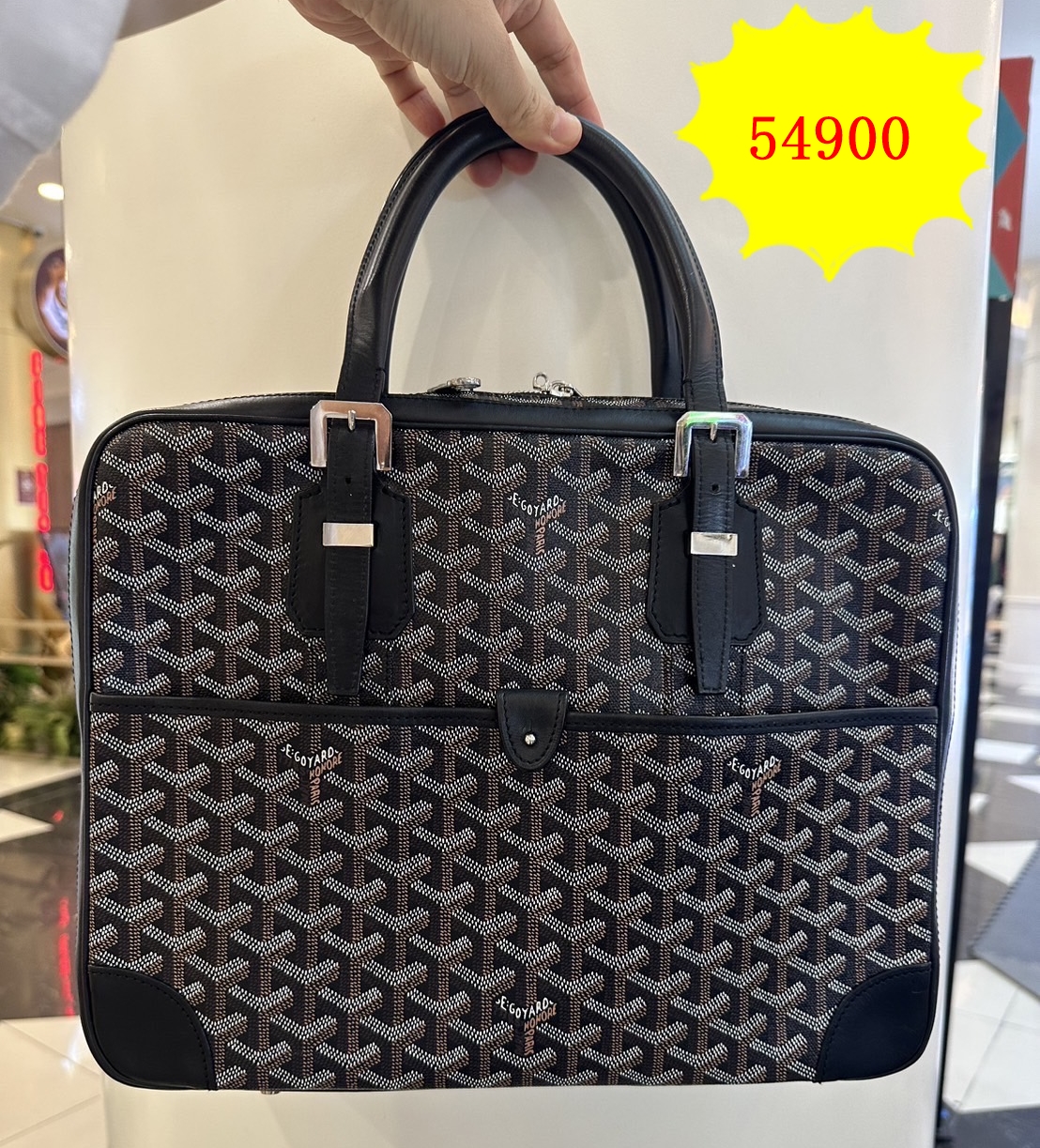 กระเป๋าใส่เอกสาร Goyard Black Goyardine Canvas and Leather Ambassade PM Briefcase มือสอง