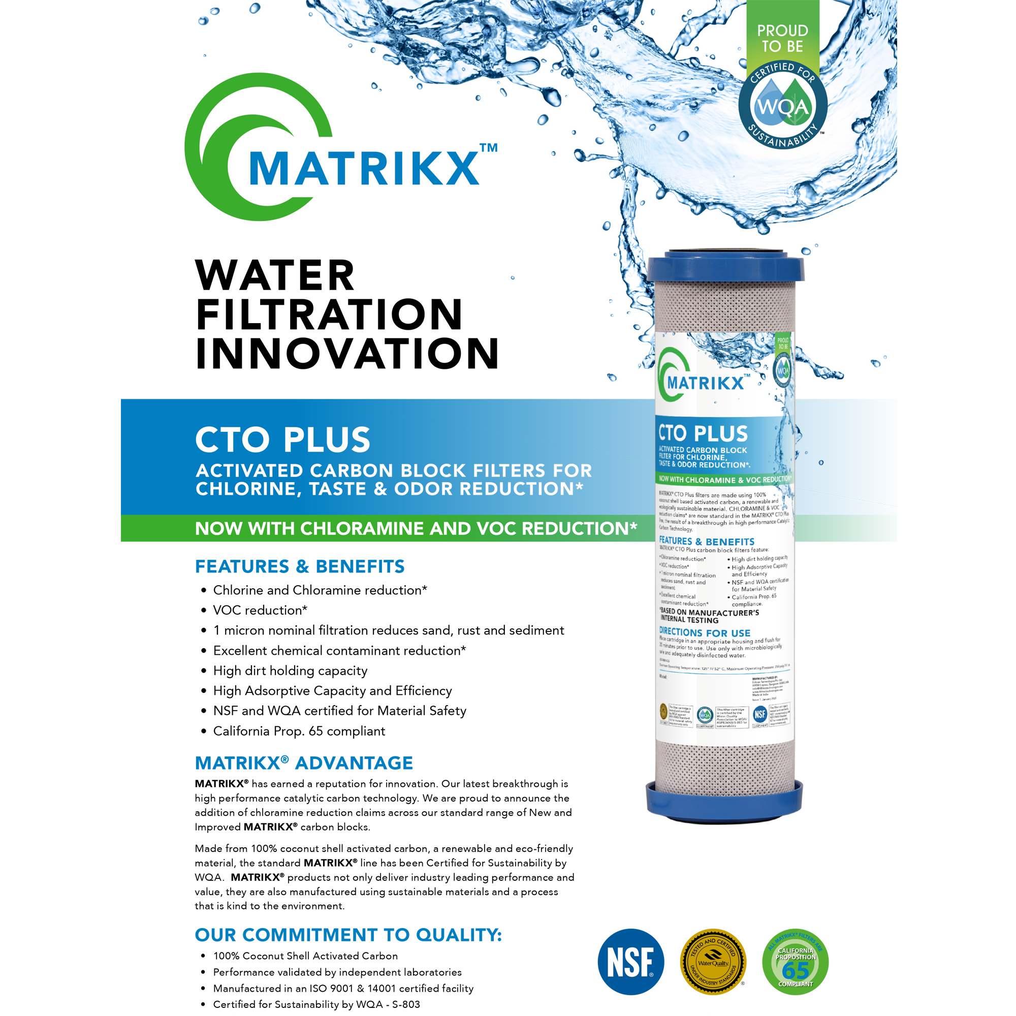MATRIKX ไส้กรองน้ำ Block Carbon ความละเอียด 1 ไมครอน รุ่น CTO Plus