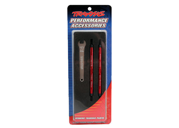 5141R Toe links, Maxx (Tubes red-anodized, 7075-T6 aluminum, stronger than titanium) (112mm, front) (2)/ rod ends (4)/ aluminum wrench (1) (For Maxx models w/sealed pivot ball suspension & 3.8'' wheels)