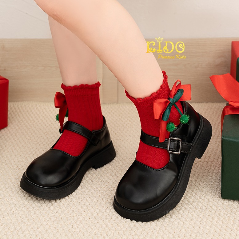 ถุงเท้าคริสต์มาส(มีหน้าร้านอยู่รัชดา)SF232 สีแดง ถุงเท้าเด็ก