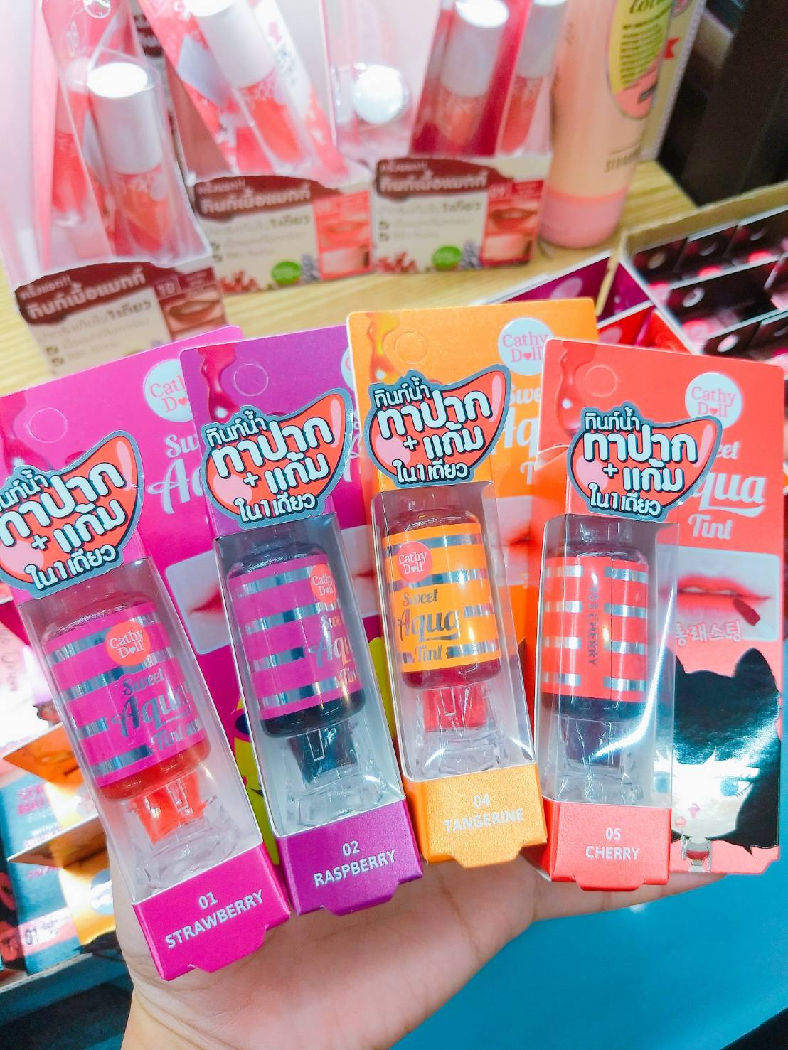 Cathy doll sweet aqua Lip-tint ทินท์น้ำ ทาปาก+แก้ม ใน1เดียว ลิปตินท์ เคที่ ดอลล์