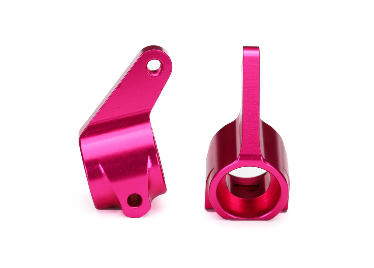 3636P Steering blocks, Rustler/Stampede/Bandit (2), 6061-T6 aluminum (pink-anodized)/ 5x11mm ball bearings (4)