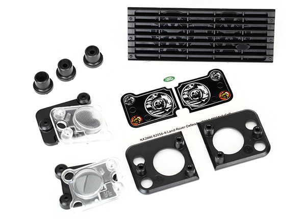 8013 Grill, Land Rover Defender/ grill mount (3)/ headlight housing (2)/ lens (2)/ headlight mount (2) (fits #8011 body)