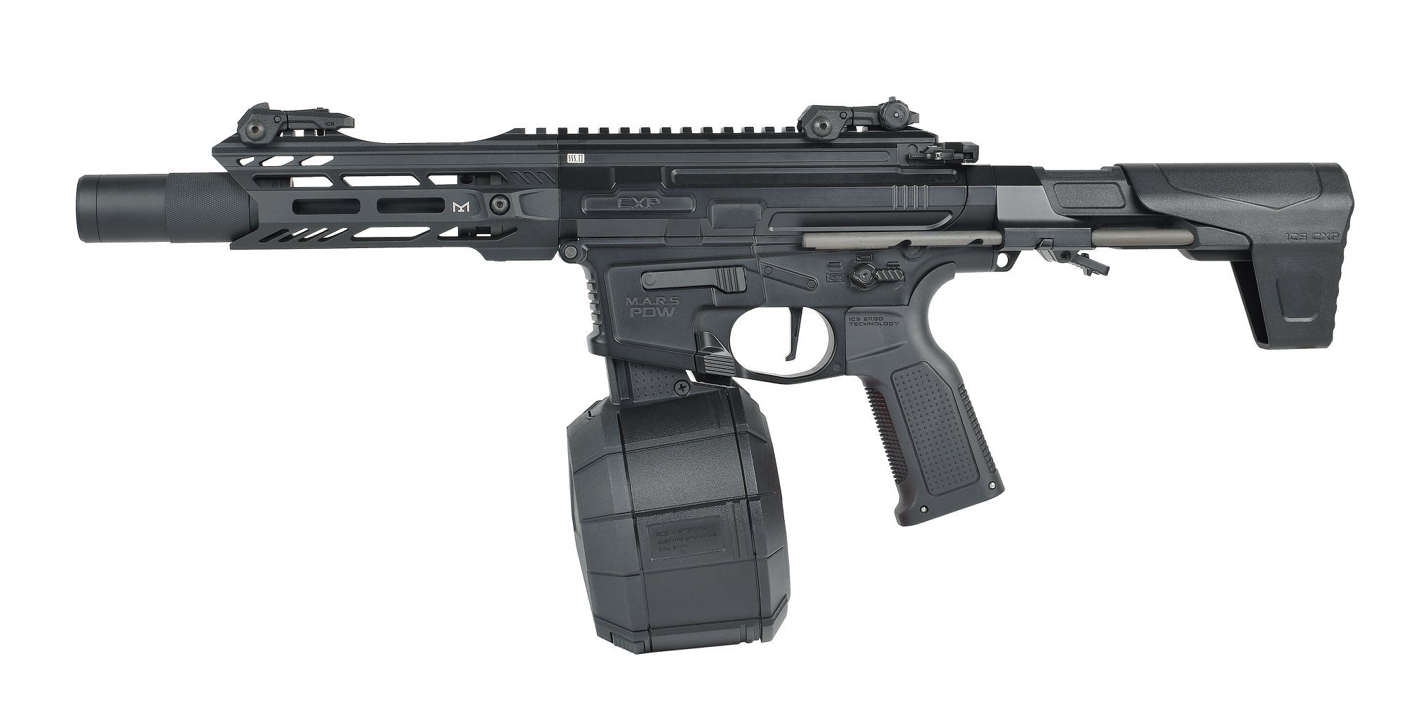 MC-239 ICS ELECTRIC DRUM MAGAZINE-BK (INCL. M4 MAGAZINE ADAPTOR) ความจุ 2,000 นัด