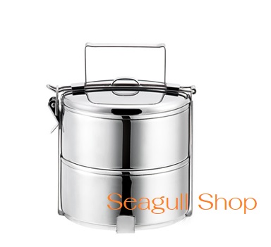 100350102 ปิ่นโตสเตนเลส 10 ซม. 2 ชั้น ตราซีกัล (นกนางนวล) Seagull