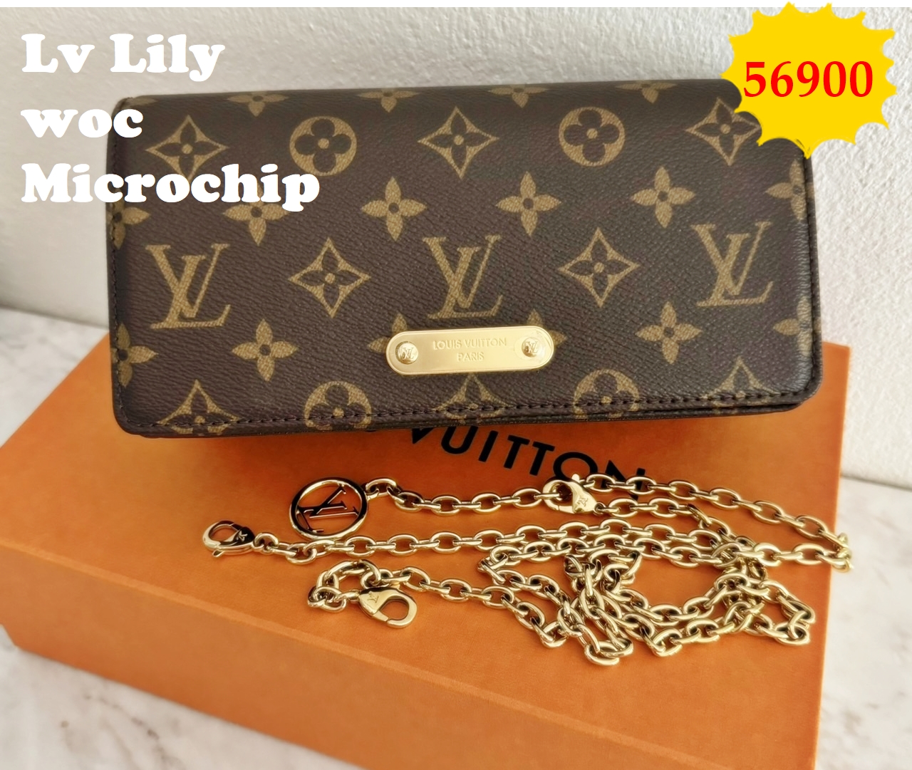 กระเป๋าสตางค์สายโซ่รุ่น Lv Lily woc Microchip
