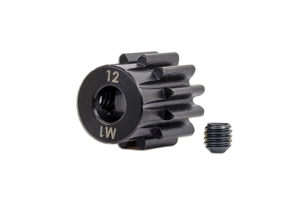 6482X Gear, 12-T pinion (machined, hardened steel) (1.0 metric pitch) (fits 5mm shaft)/ set screw