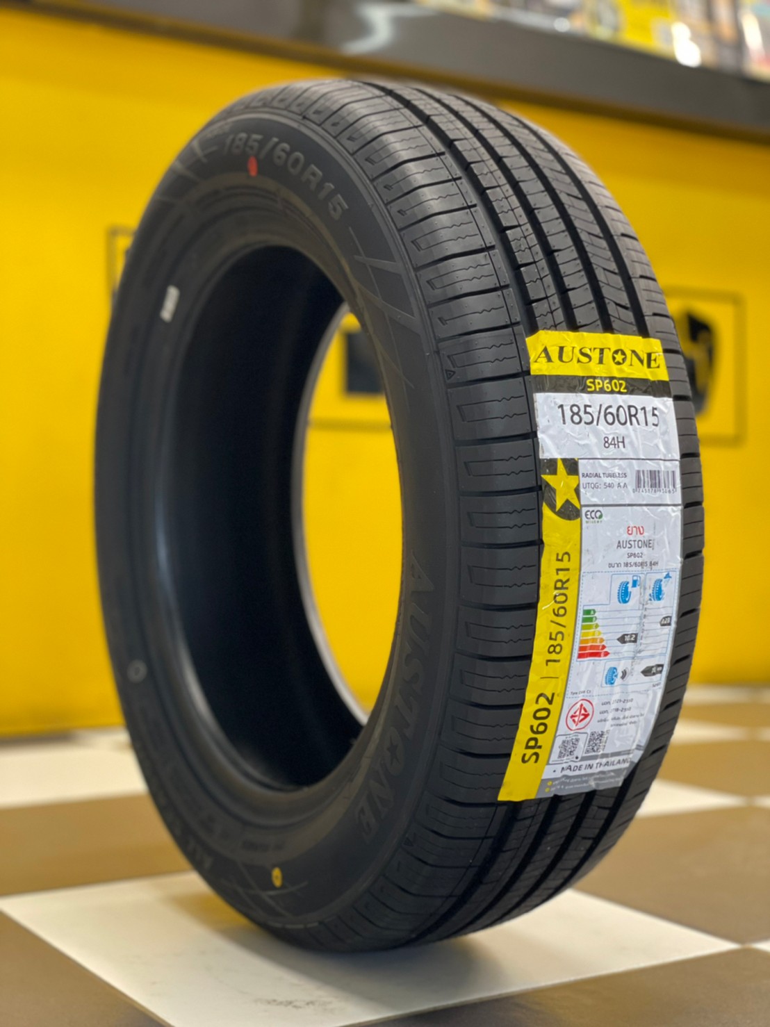 ยางใหม่AUSTONE SP602185/60R15 ยางผลิตไทย คุ้มค่ารับประกันบาดบวมเบียดตำ365วันเคลมฟรี ยางใหม่ปี2022