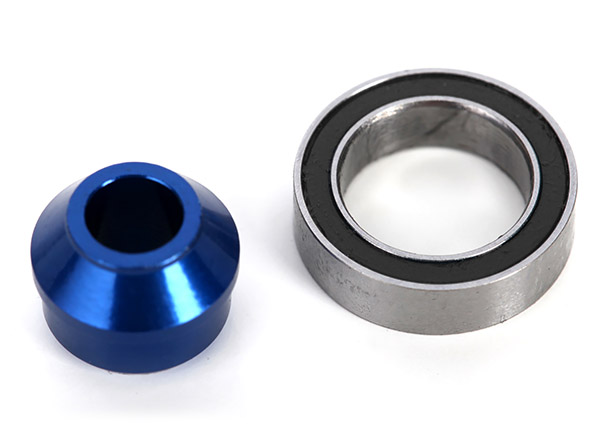 6893X Bearing adapter, 6160-T6 aluminum (blue-anodized) (1)/10x15x4mm ball bearing (blue rubber sealed) (1) (for slipper shaft)