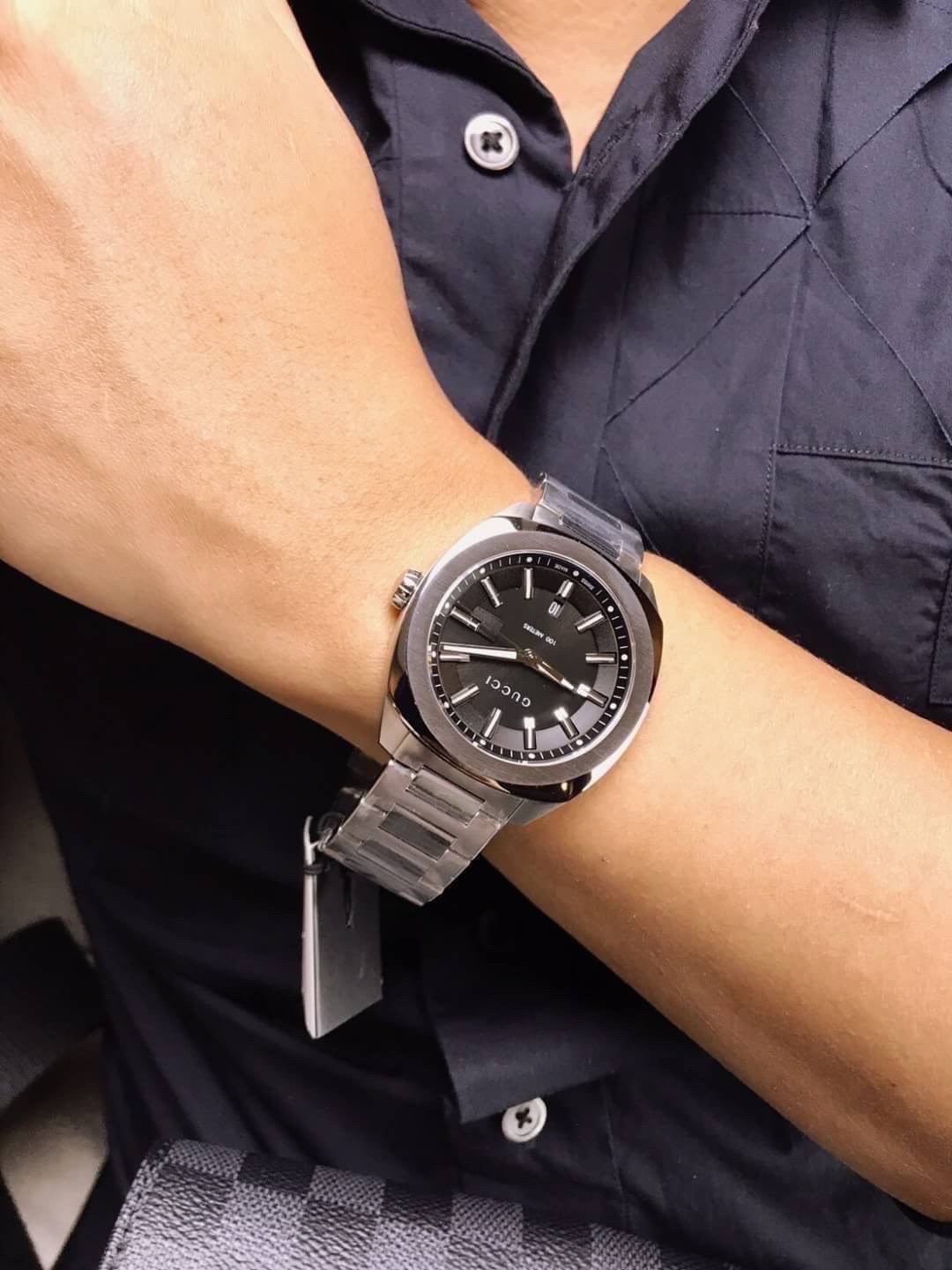 นาฬิกาข้อมือผู้ชายGUCCI #GG2570 Black Dial Men's Watch #YA142301 ปัด 41