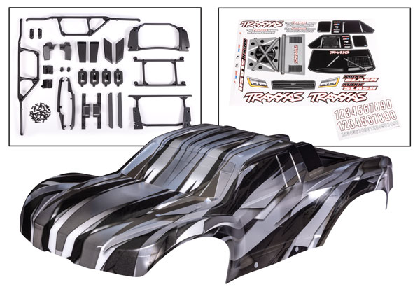 10211X Body, Maxx Slash®, ProGraphix® (graphics are printed, requires paint & final color application)/ decal sheet (includes body support, body plastics, latches, & hardware for clipless mounting)