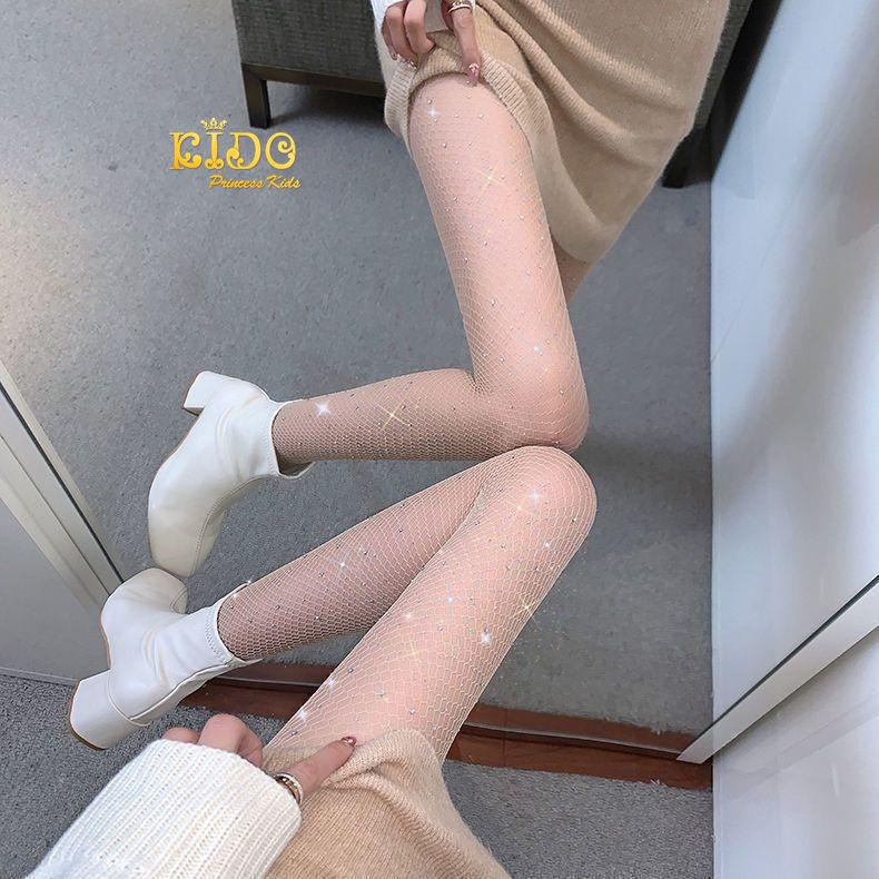 ถุงน่องตาข่ายเด็ก(หน้าร้านอยู่รัชดา)แบบไม่มีเพชร และมีเพชร L204 สีขาว สวยหรูดูแพงมาก