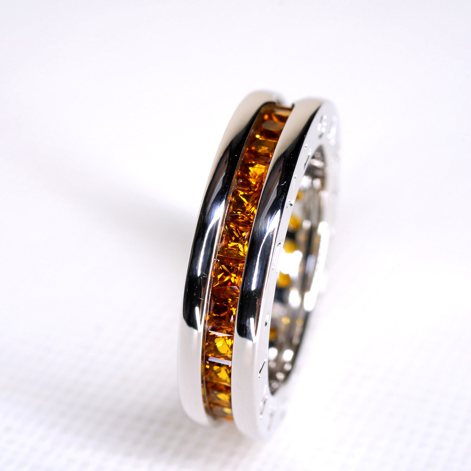**Sold** แหวน Bvlgari B.zero1 1band with Orange Garnet ทองคำขาว 18K ไซส์49# (Used) (Wg)