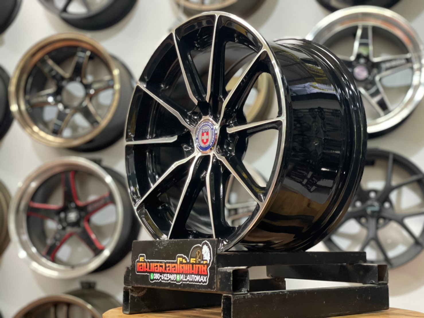 ล้อแม็กขอบ15 HRE Model 308 งานไทย SSW 4รู100 กว้าง6.5 ออฟ35 สีดำขอบหน้าเงา