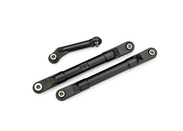 9027 Toe links, molded composite, 98mm (88mm center to center) (black) (2)/ steering link (1)