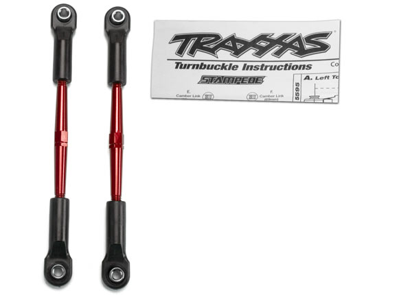 2336X Turnbuckles, aluminum (red-anodized), toe links, 61mm (2)(assembled with rod ends & hollow balls) (fits Stampede) (requires 5mm aluminum wrench #5477)