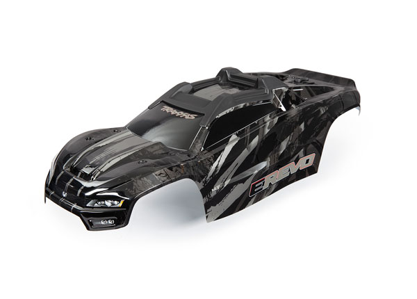 8611R Body, E-Revo, black/ window, grille, lights decal sheet (assembled with front & rear body mounts and rear body support for clipless mounting)