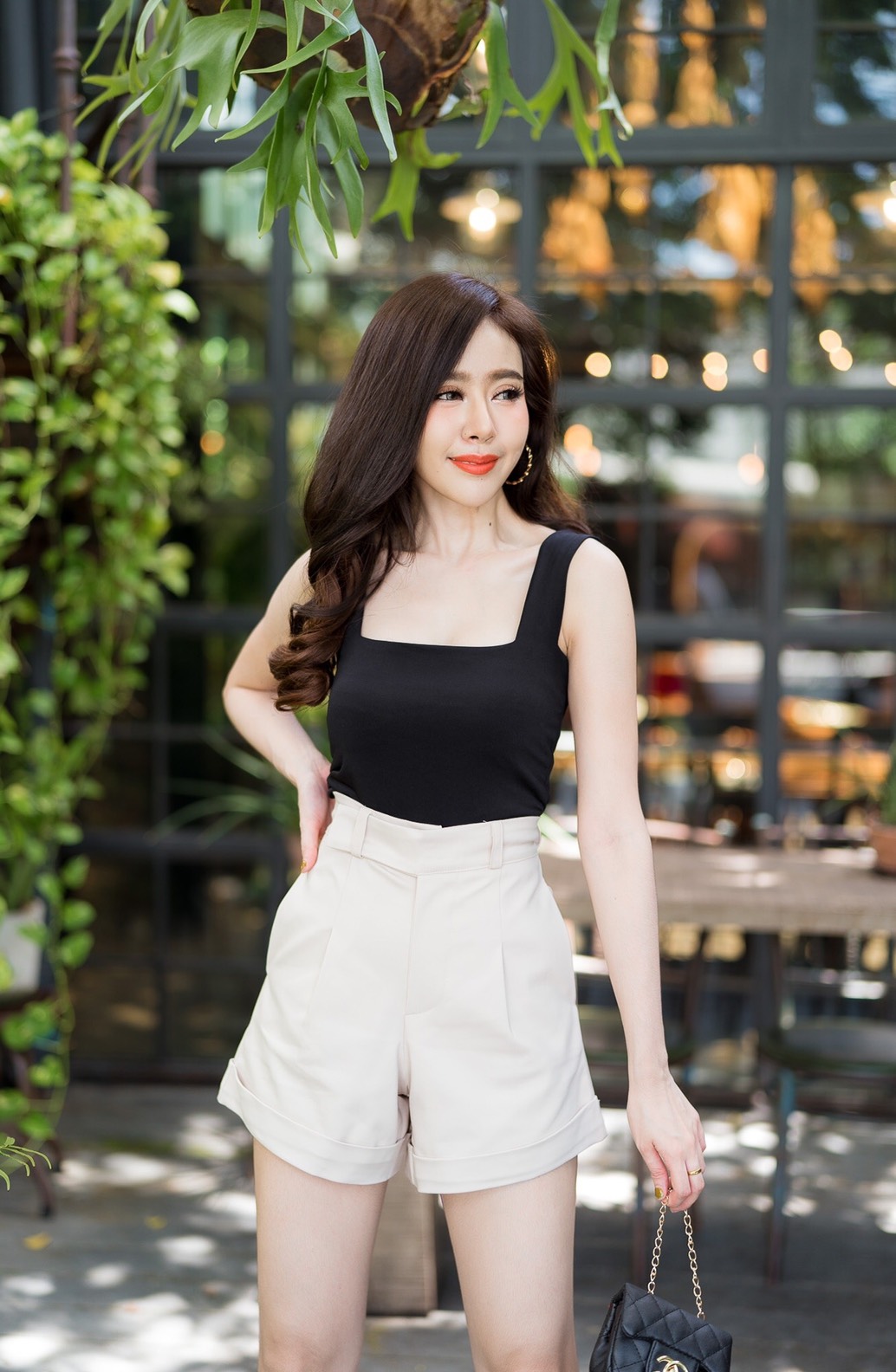 กางเกงขาสั้นเอวสูง ซิปหน้า เข็มขัดป้าย ผ้าดับเบิ้ล สวยมาก เก็บพุงอย่างเนียน สาว ๆ ใส่แล้วทรงสวย