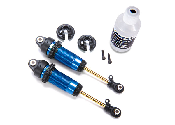 7462 Shocks, GTR xx-long blue-anodized, PTFE-coated bodies with TiN shafts (fully assembled, without springs) (2)