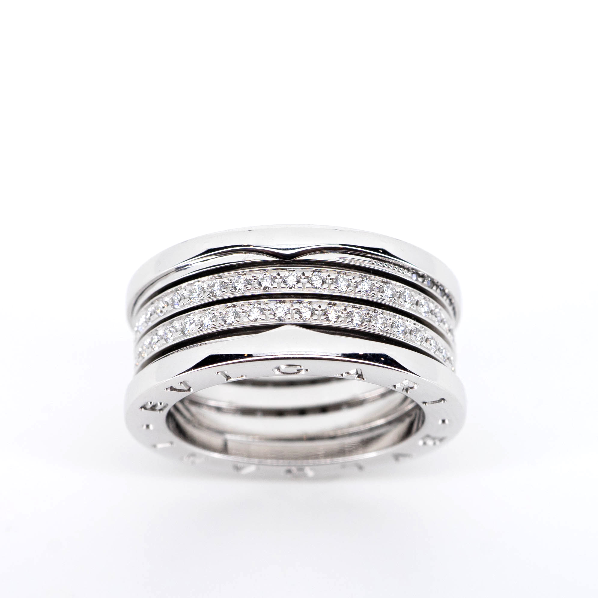 ** Sold ** แหวน Bvlgari B.zero1 4band with Pave Diamonds ทองขาว18K ไซส์ 58# (Used) +กล่องและการ์ด