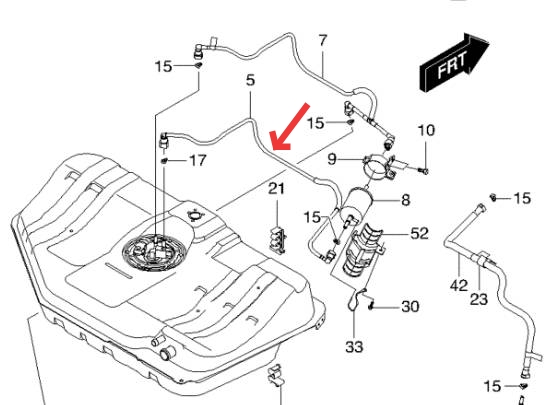 ท่อน้ำมันเบนซิน (แท้) OPTRA 1.6/1.8