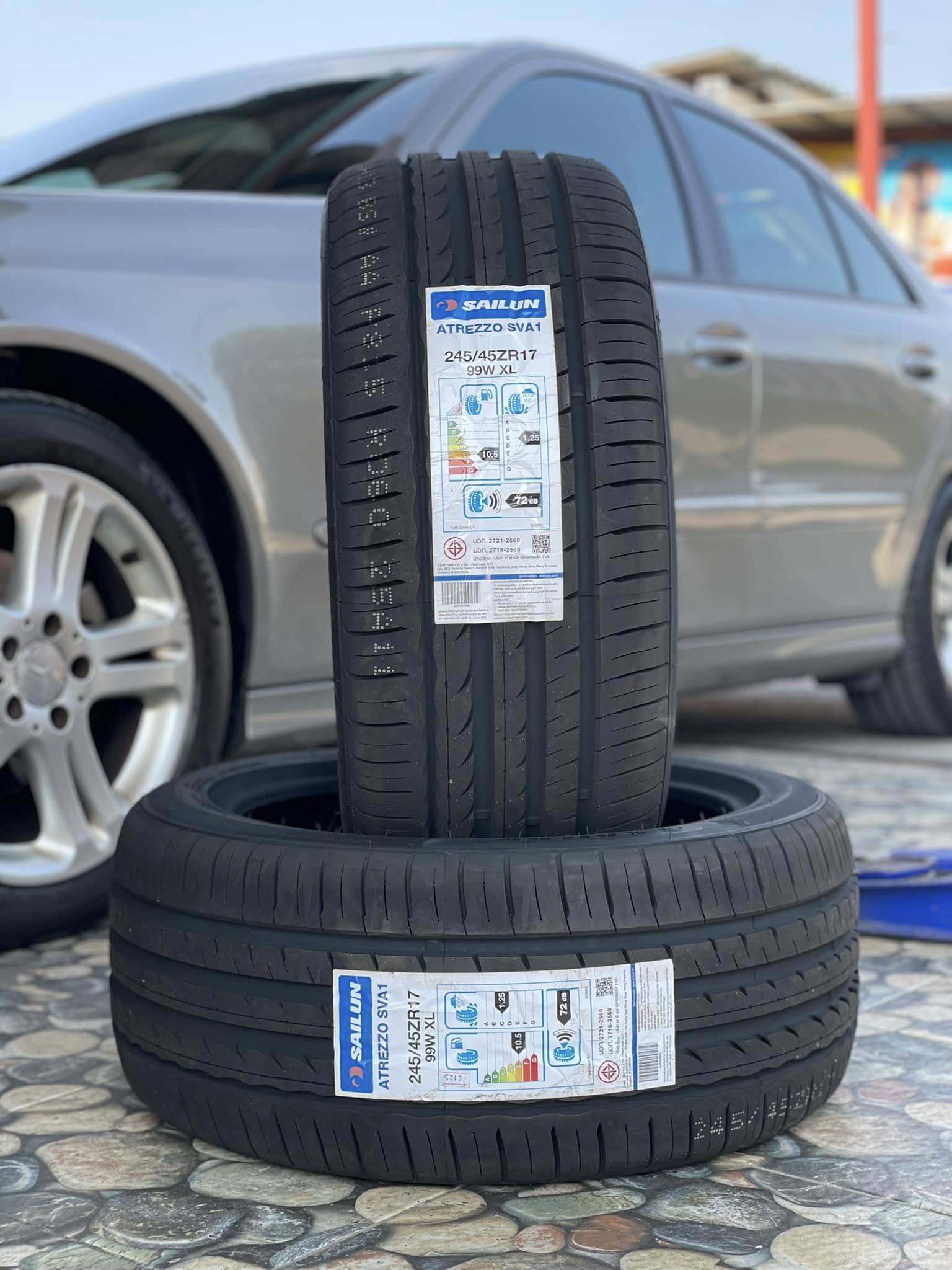 #BENZ_E230 🚘❤️💫 เปลี่ยนยาง 🛞🐘#SAILUN #SVA1 245/45R17