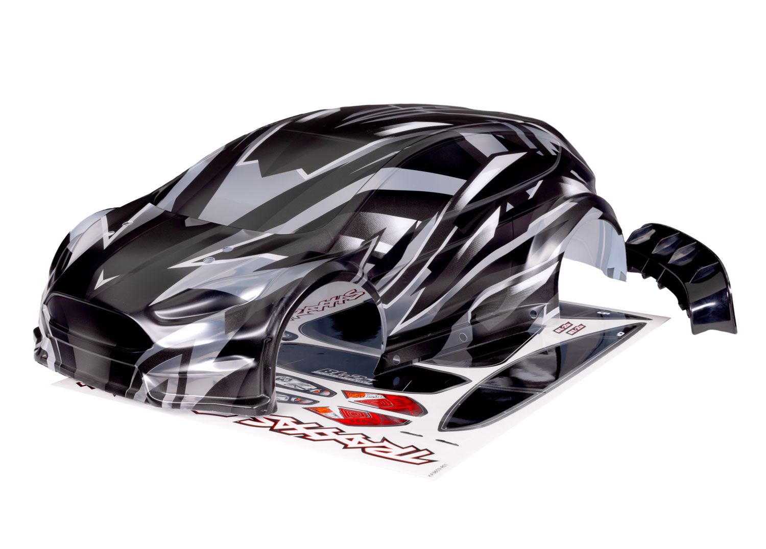 7418X Body, Ford Fiesta® ST Rally Brushless, ProGraphix® (graphics are printed, requires paint & final color application)/ wing/ 3x8mm FCS (4)/ decal sheet