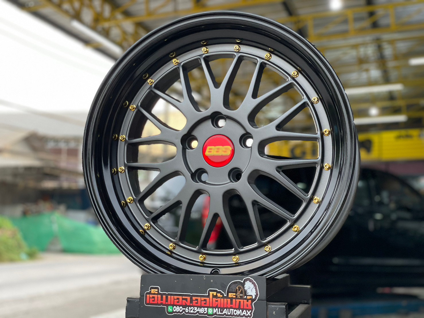 ล้อแม็กซ์ใหม่ BBS LM ขอบ18 18x8.5 ET33 5x112 18x8.5 ET33 5x114 สีเทากัน ขอบดำเงา หลุดสีทอง