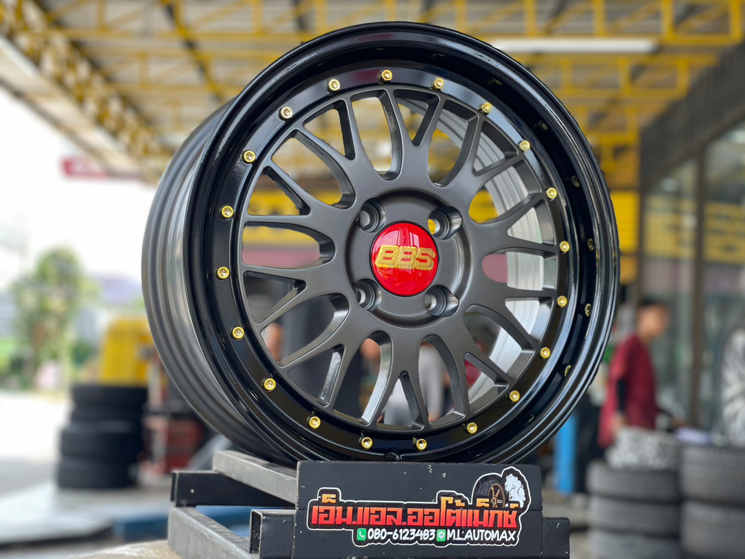 ล้อแม็กซ์ใหม่ BBS LM ขอบ15 15x6.5 ET35 4x100 สีเทากัน ขอบดำเงา หลุดสีทอง