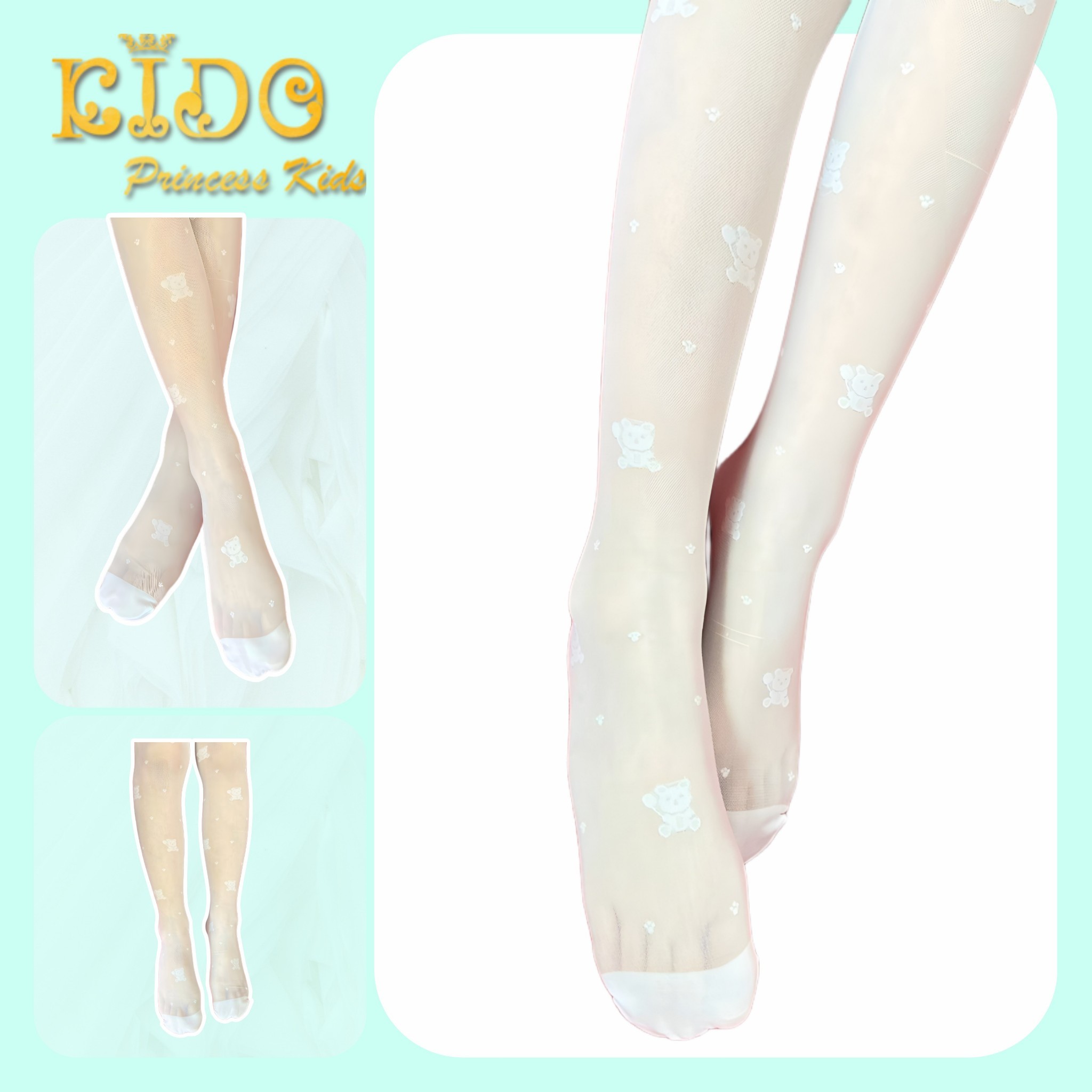 ถุงน่องเด็ก(หน้าร้านอยู่รัชดา)L208 สีขาวลายหมี น่ารักใส่สบาย