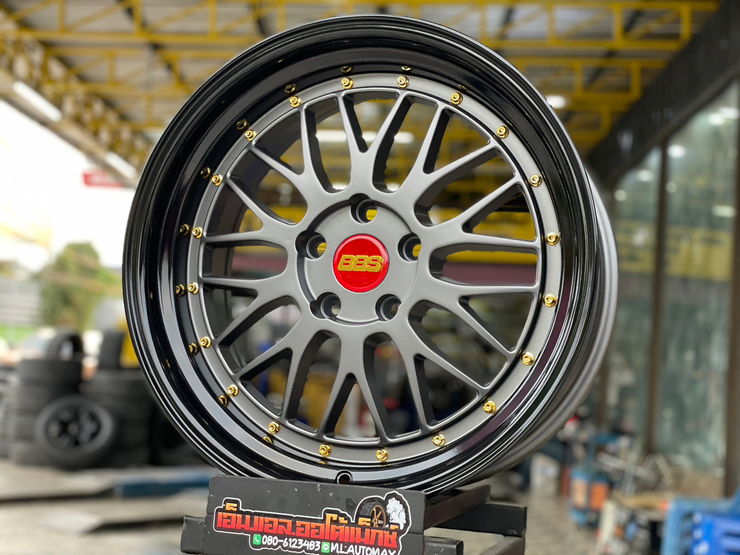 ล้อแม็กซ์ใหม่ BBS LM ขอบ18 18x8.5 ET33 5x112 18x8.5 ET33 5x114 สีเทากัน ขอบดำเงา หลุดสีทอง