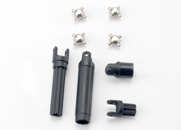 7056 Half shafts, center front (1), center rear (1) (internal splined half shafts (2)/external splined half shaft) (2))/ metal u-joints (4)