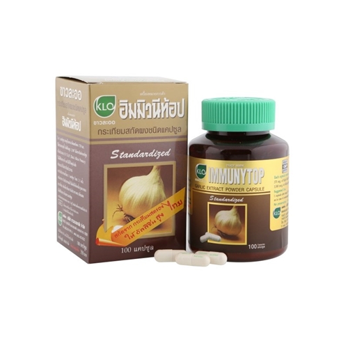 ขาวละออ อิมมิวนีท้อป กระเทียมสกัดชนิดแคปซูล 100 แคปซูล/กล่อง Garlic_extract Garlic Allicin cholesterol อัลลิซิน น้ำมันกระเทียม หวัด ภูมิแพ้ ไขมันในเลือด ความดันโลหิต คอเลสเตอรอล ความอ้วน