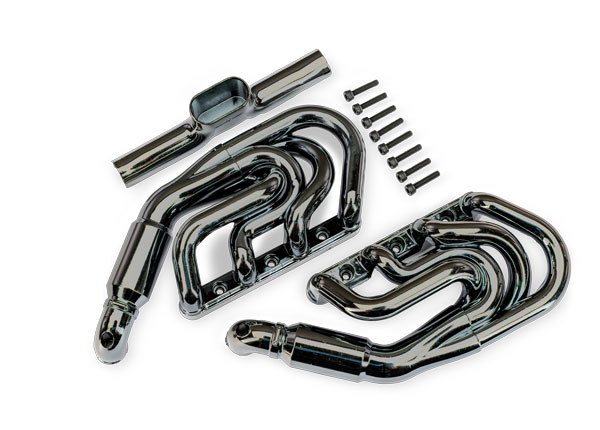 10982-BLKCR Engine exhaust, black chrome/ 2.5x12mm CS (8) [สำหรับ 1/5 FUNCO]