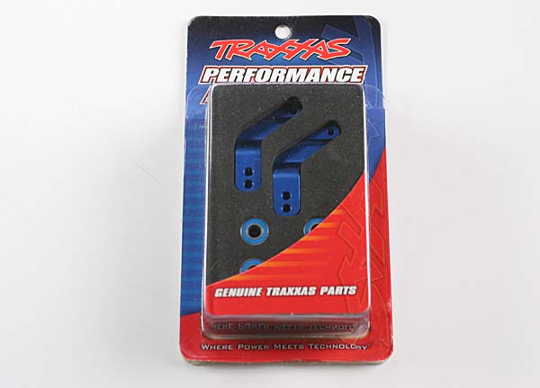 3652A Stub axle carriers, Rustler/Stampede/Bandit (2), 6061-T6 aluminum (blue-anodized)/ 5x11mm ball bearings (4)